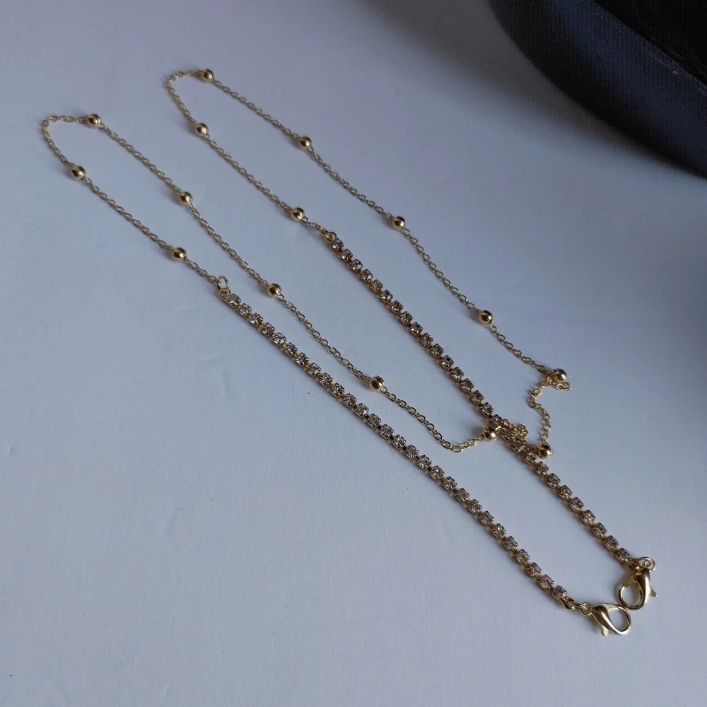 Gold Chain Rhinestone Mask / Glasses Lanya…